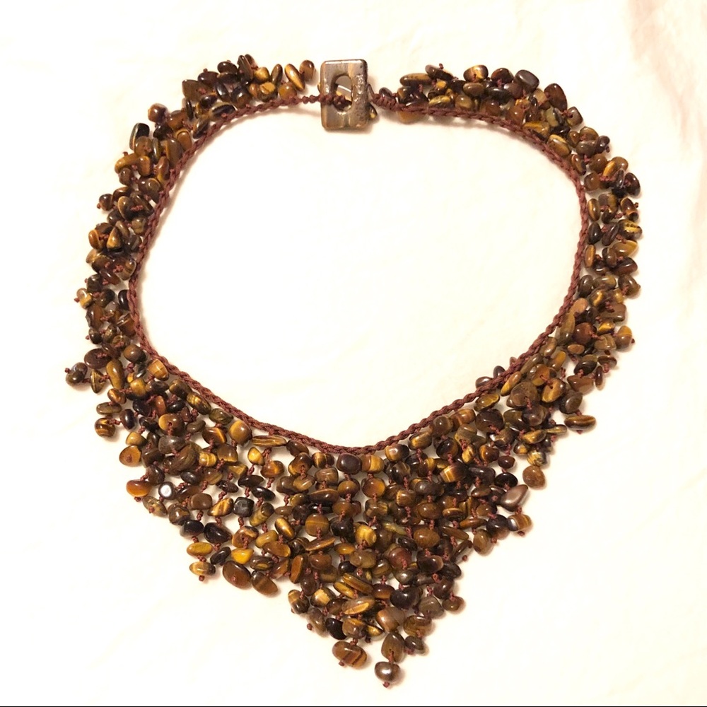Host pick 🎉🎉 Tiger’s Eye Cascade Bib Knotted Necklace 19” - Picture 4 of 12